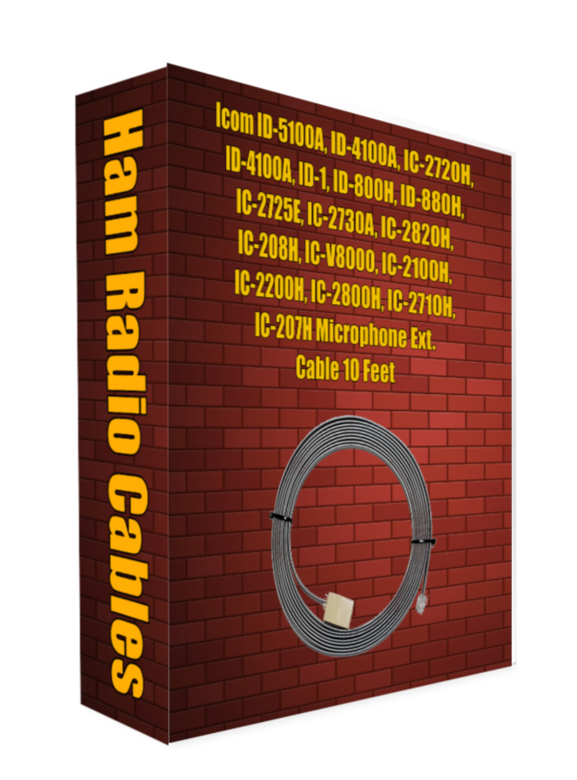 Icom ID-5100A, ID-4100A, IC-2720H, ID-4100A, ID-1, ID-800H, ID-880H, IC-2725E, IC-2730A, IC-2820H, IC-208H, IC-V8000, IC-2100H, IC-2200H, IC-2800H, IC-2710H, IC-207H Microphone Ext. Cable 10 Feet